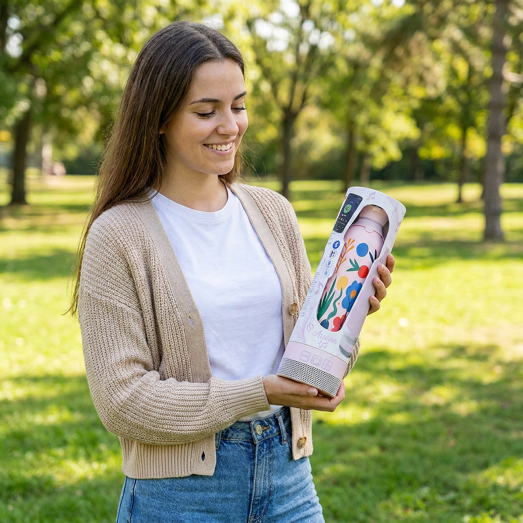 Botella Térmica de Acero Inoxidable con Altavoz – Happy Garden | Aurea