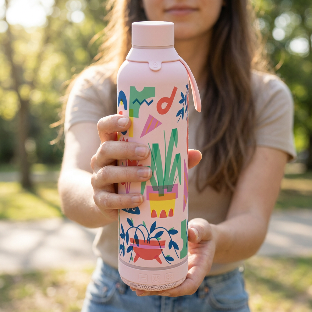 Botella Térmica de Acero Inoxidable con Altavoz – Little Botanical | Aurea