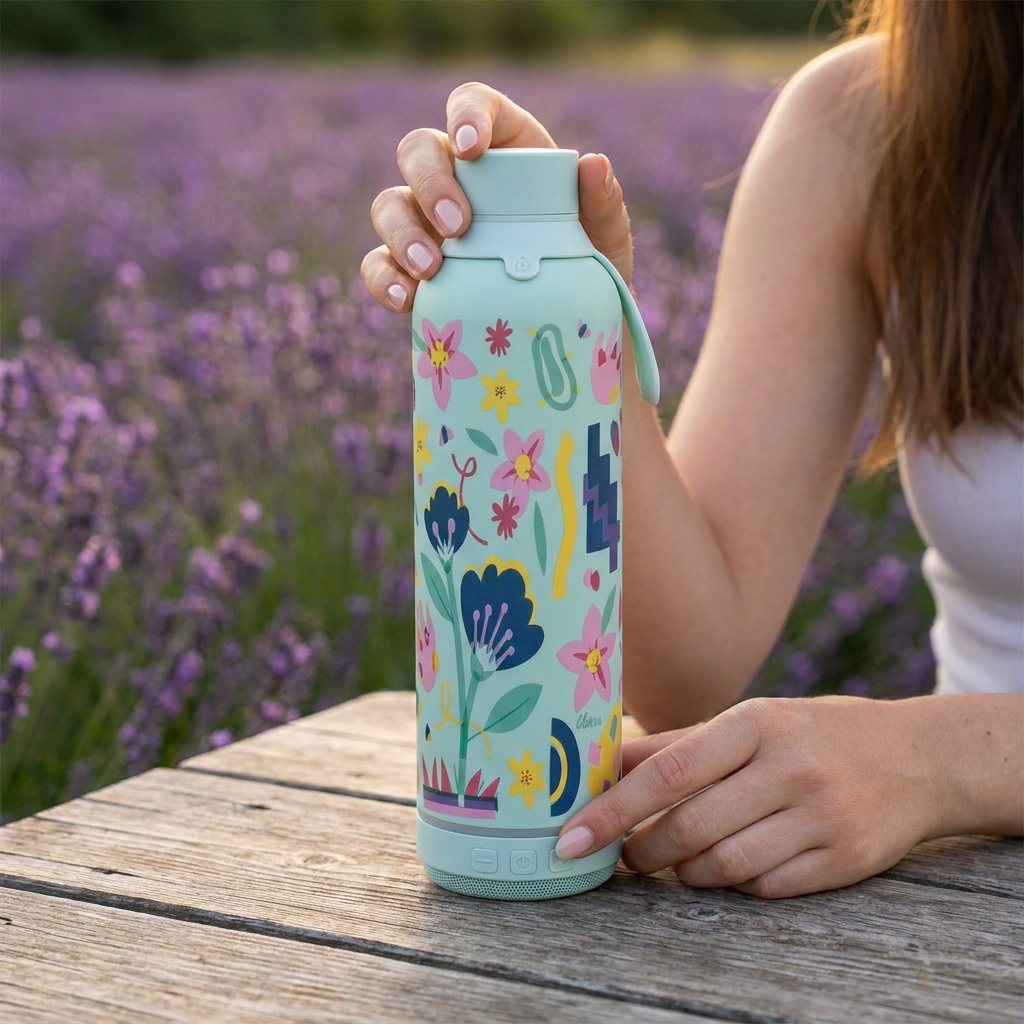 Botella Térmica de Acero Inoxidable con Altavoz – Little Botanical | Aurea