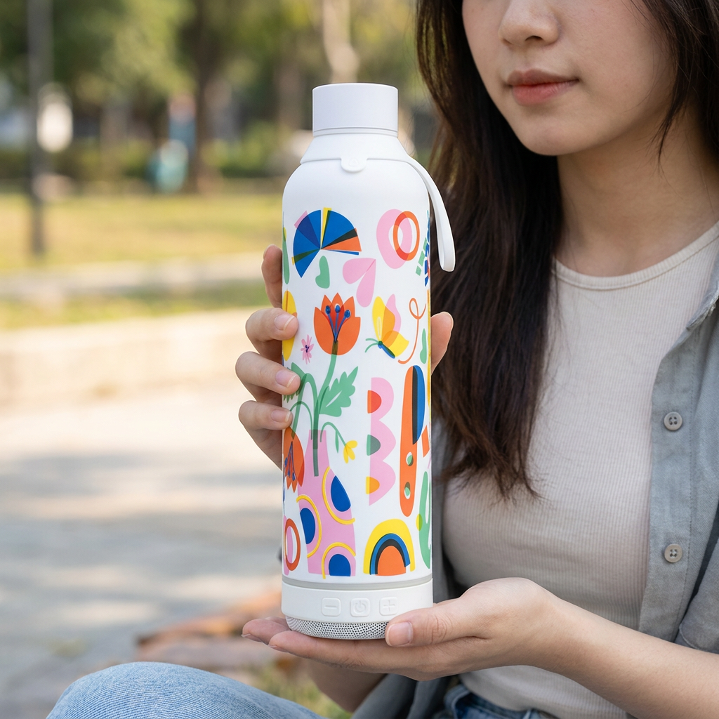 Botella Térmica de Acero Inoxidable con Altavoz – Little Botanical | Aurea
