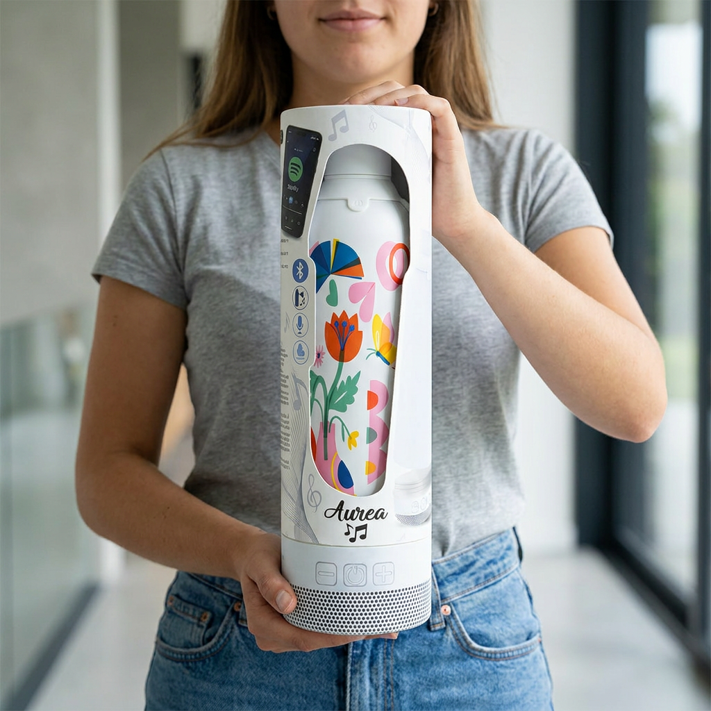 Botella Térmica de Acero Inoxidable con Altavoz – Little Botanical | Aurea