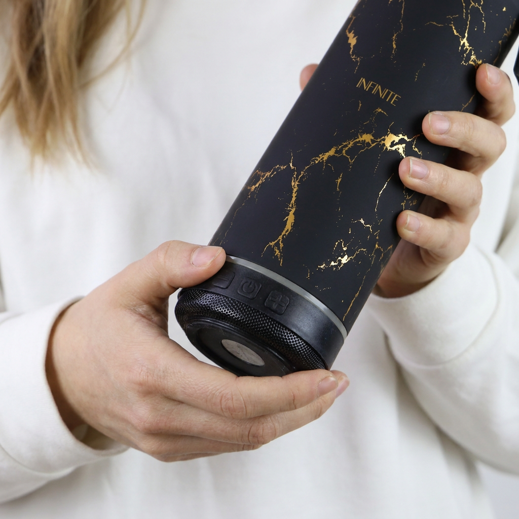 Botella Térmica de Acero Inoxidable con Altavoz – Pure Gold | Aurea