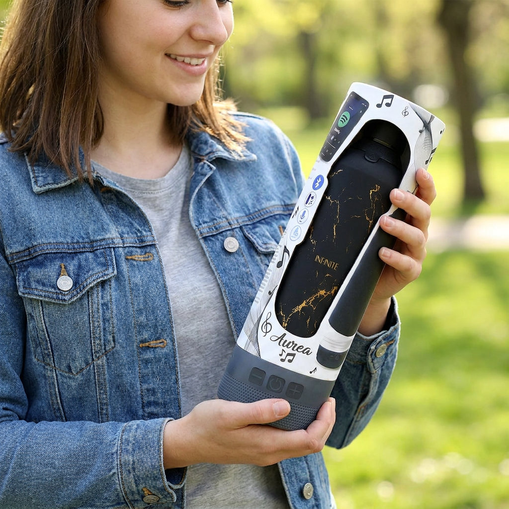Botella Térmica de Acero Inoxidable con Altavoz – Pure Gold | Aurea