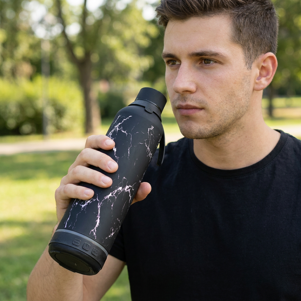 Botella Térmica de Acero Inoxidable con Altavoz – Solid Stone | Aurea
