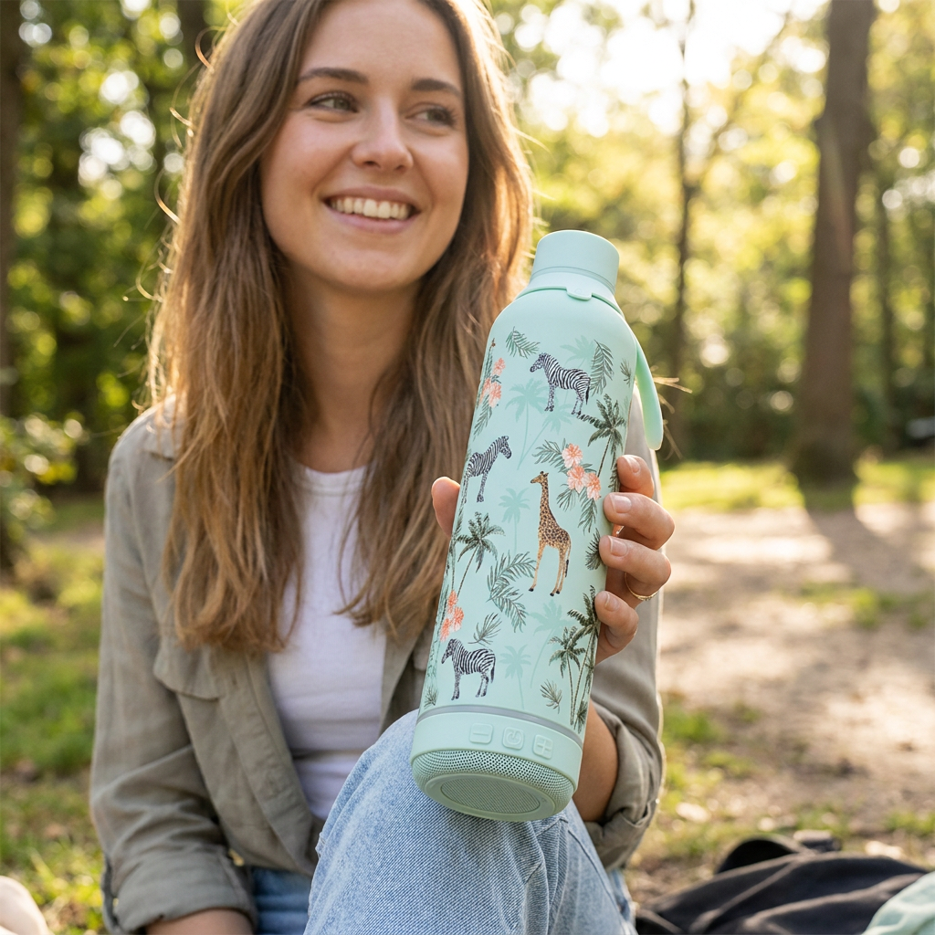 Botella Térmica de Acero Inoxidable con Altavoz – Savanna Life | Aurea