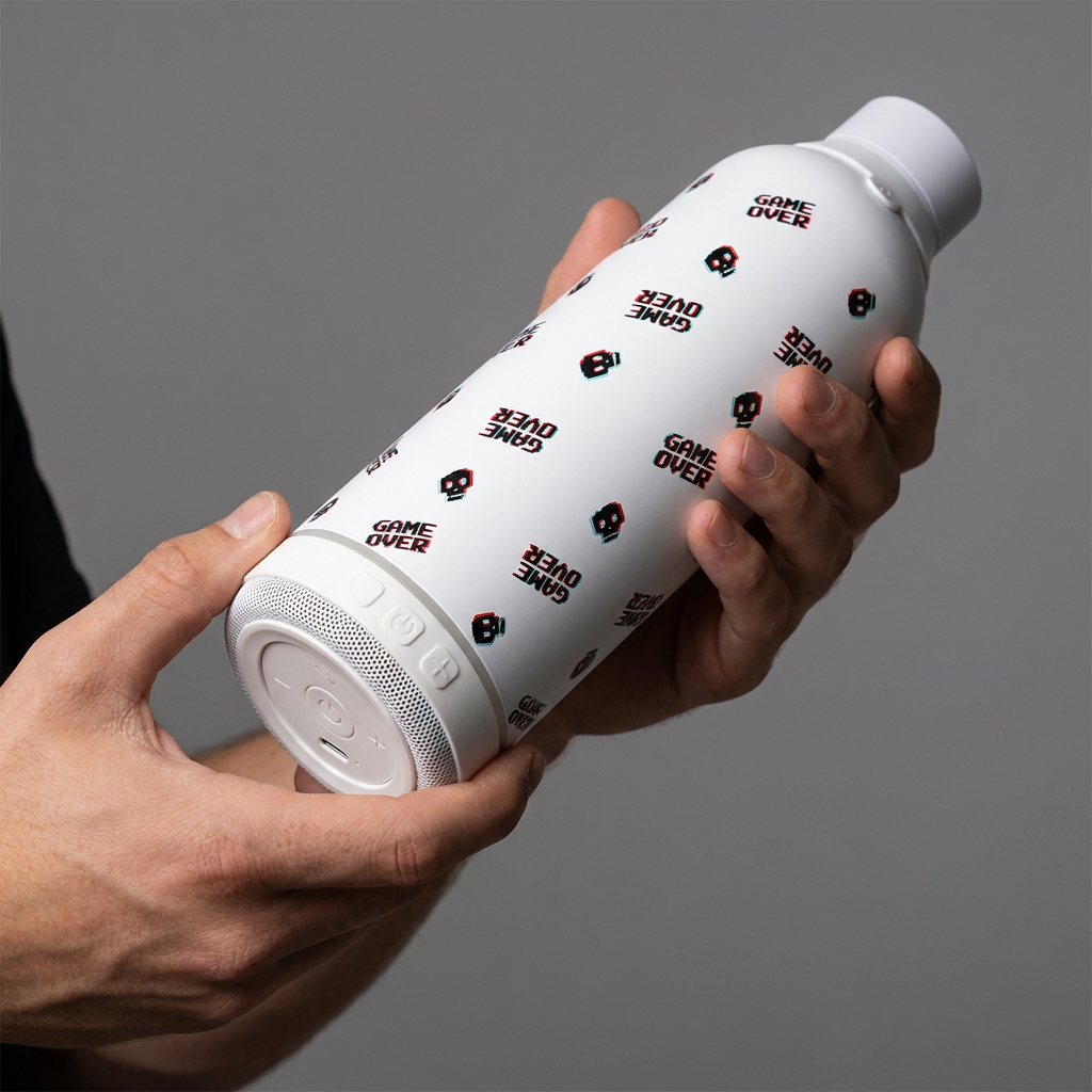 Botella Térmica de Acero Inoxidable con Altavoz – Arcade Skull | Aurea