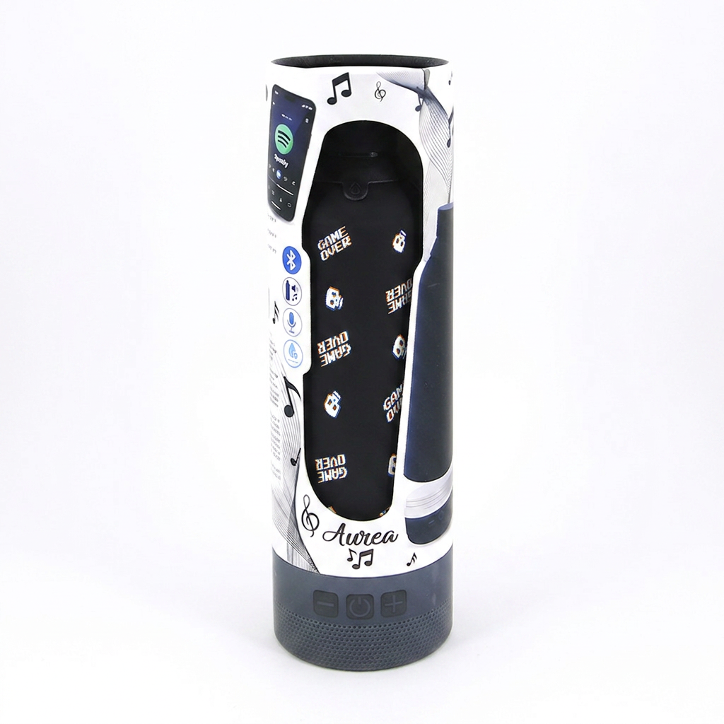 Botella Térmica de Acero Inoxidable con Altavoz – Arcade Skull | Aurea