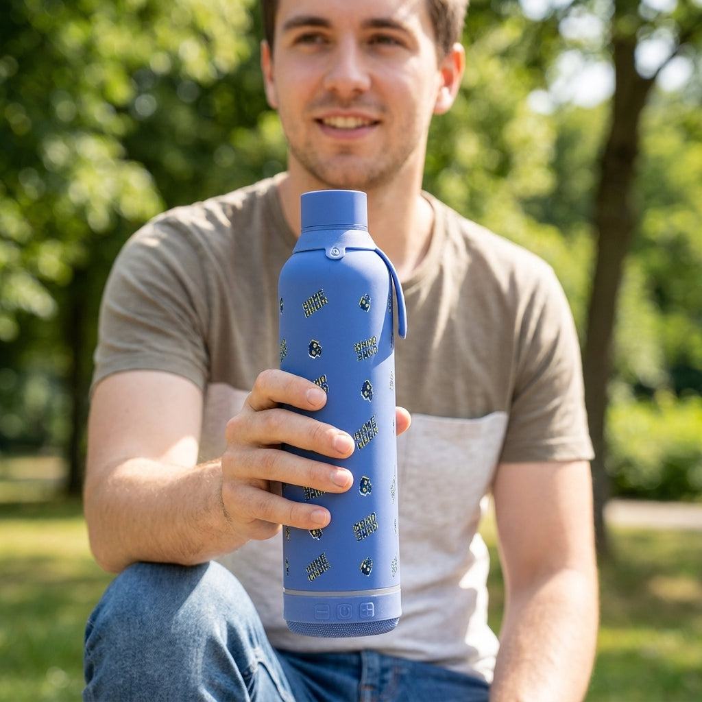 Botella Térmica de Acero Inoxidable con Altavoz – Arcade Skull | Aurea