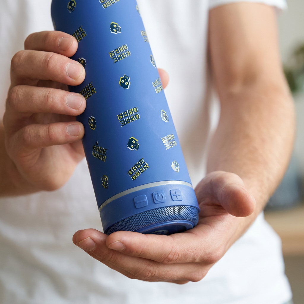 Botella Térmica de Acero Inoxidable con Altavoz – Arcade Skull | Aurea