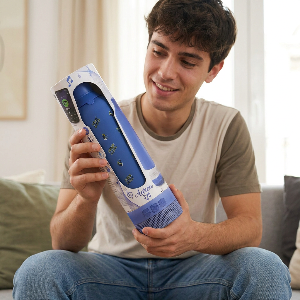 Botella Térmica de Acero Inoxidable con Altavoz – Arcade Skull | Aurea
