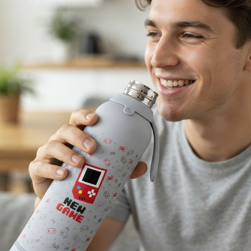 Botella Térmica de Acero Inoxidable con Altavoz – Pixel Gaming | Aurea