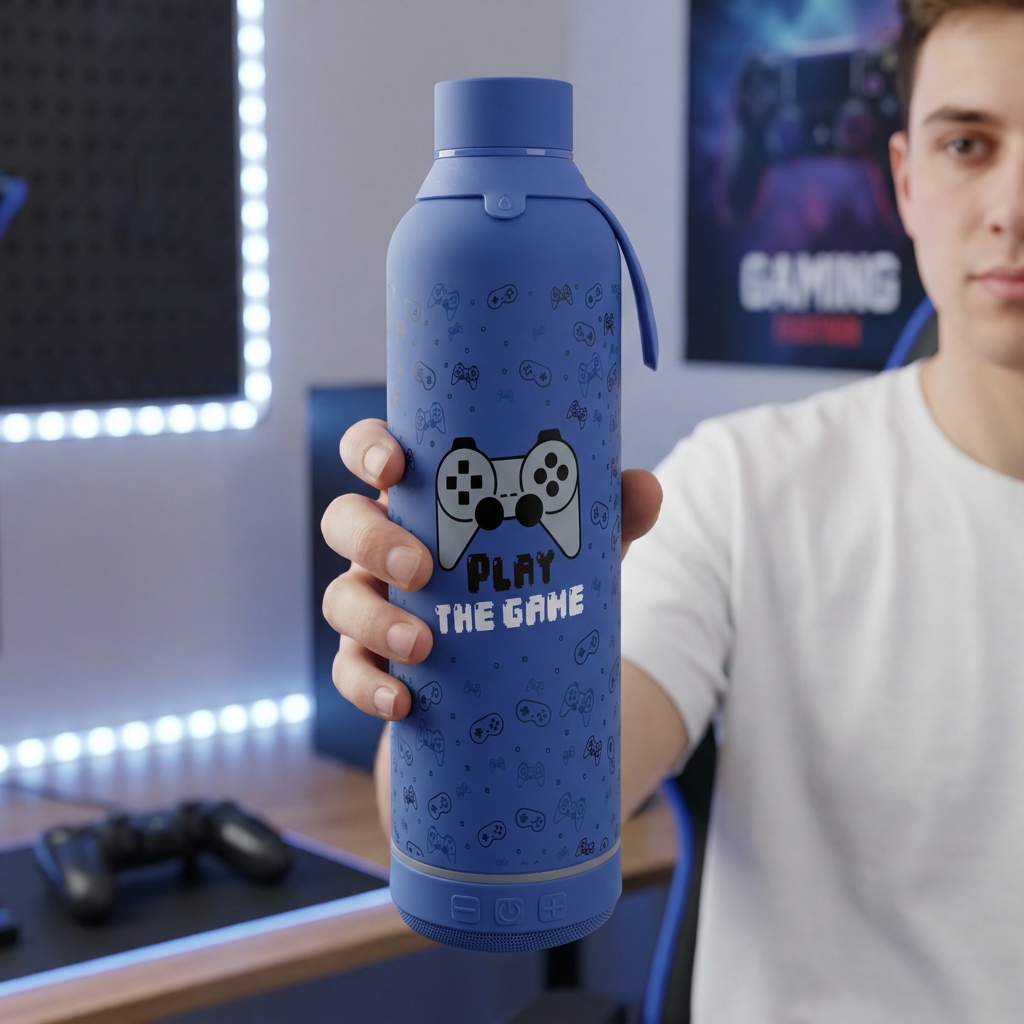 Botella Térmica de Acero Inoxidable con Altavoz – Pixel Gaming | Aurea