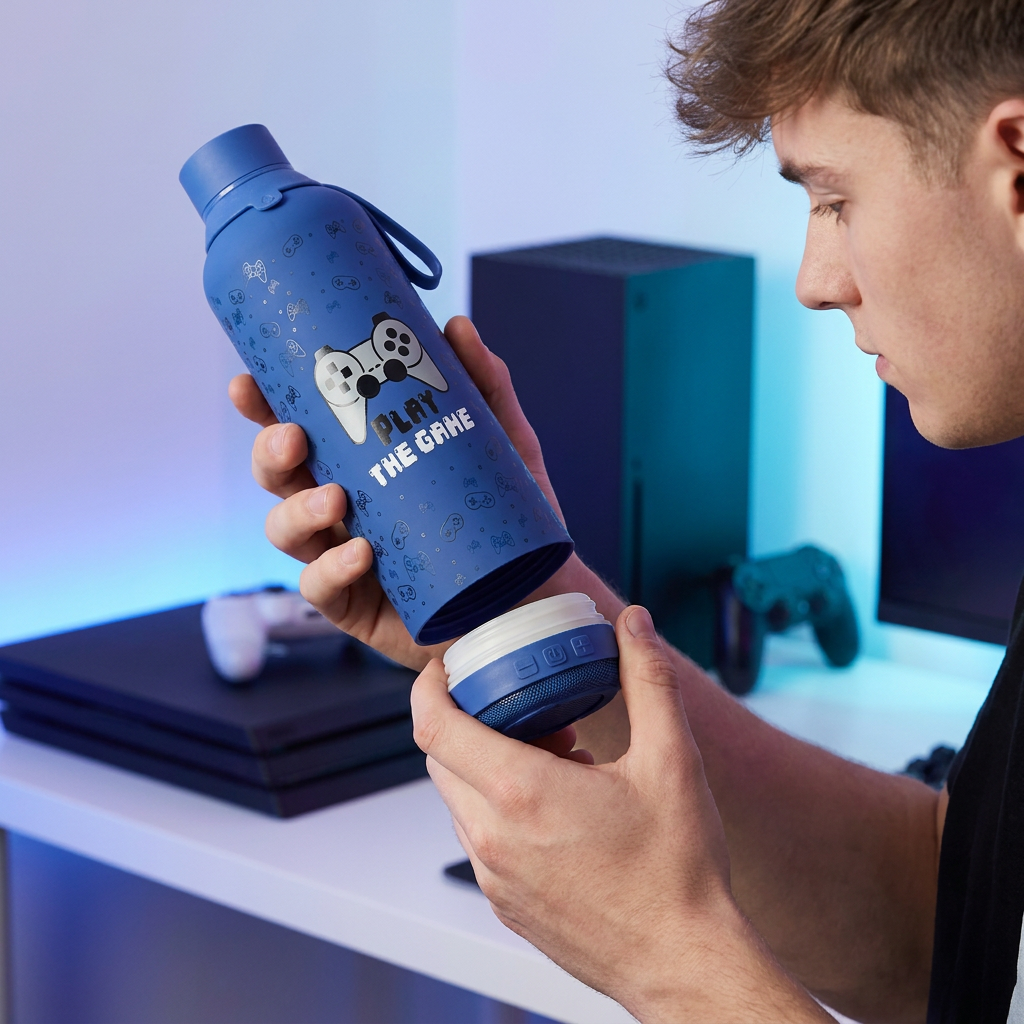 Botella Térmica de Acero Inoxidable con Altavoz – Pixel Gaming | Aurea