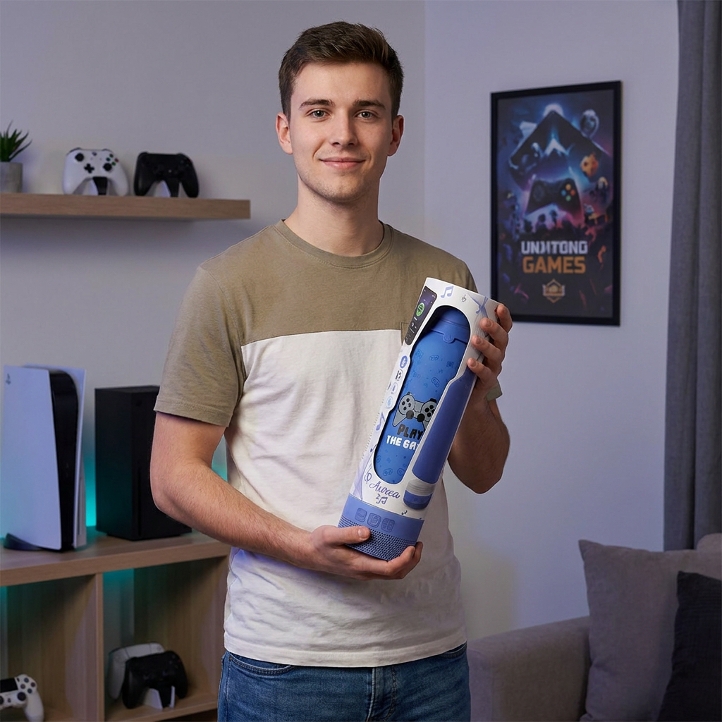 Botella Térmica de Acero Inoxidable con Altavoz – Pixel Gaming | Aurea