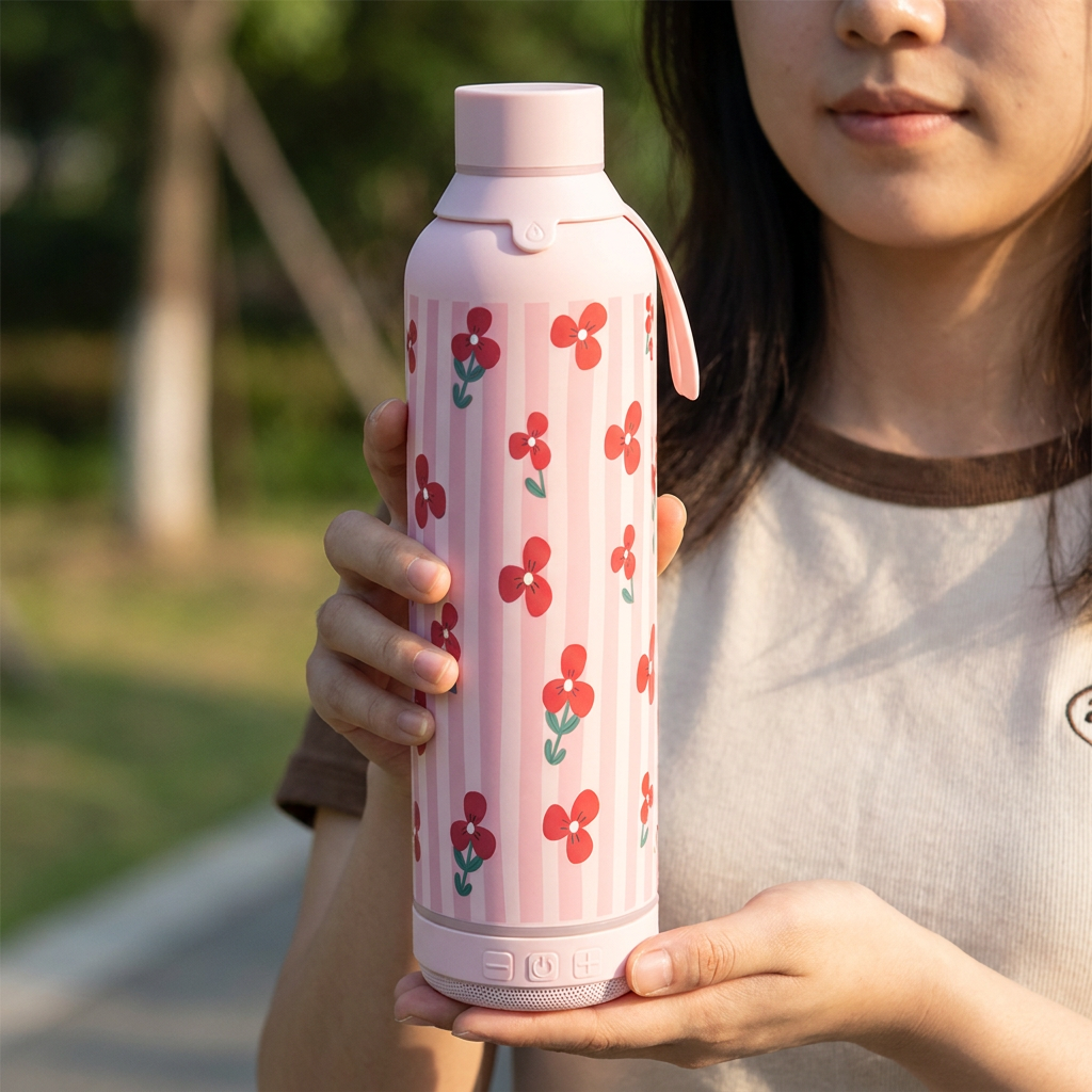 Botella Térmica de Acero Inoxidable con Altavoz – Floral Picnic | Aurea