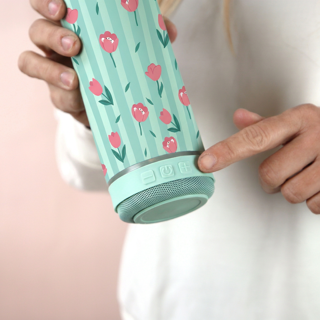 Botella Térmica de Acero Inoxidable con Altavoz – Floral Picnic | Aurea