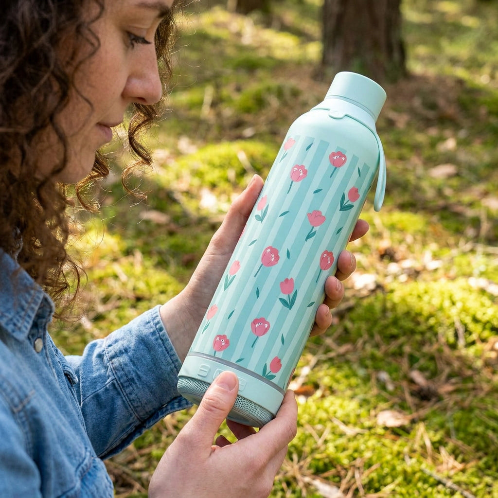 Botella Térmica de Acero Inoxidable con Altavoz – Floral Picnic | Aurea