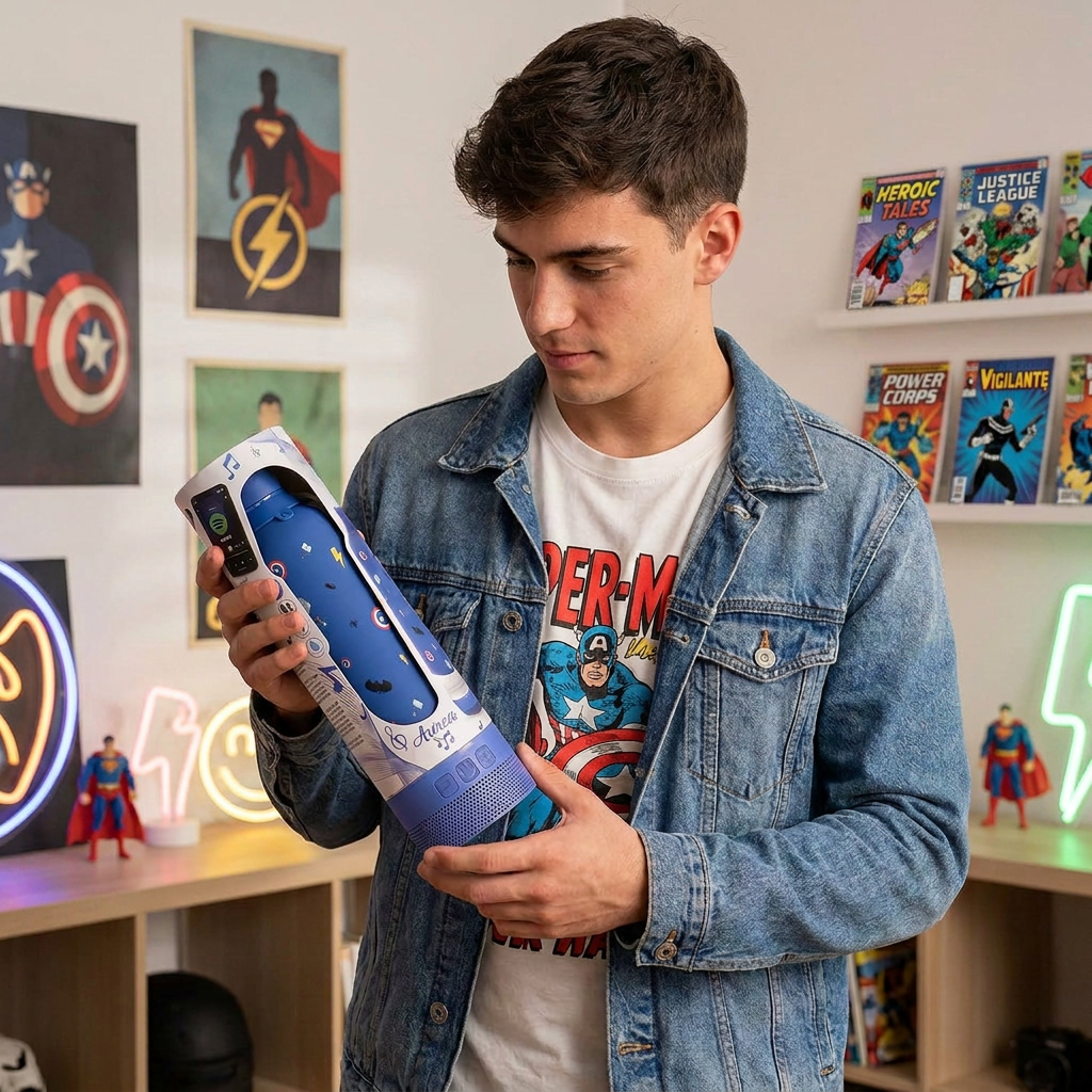 Botella Térmica de Acero Inoxidable con Altavoz – Hero Squad | Aurea