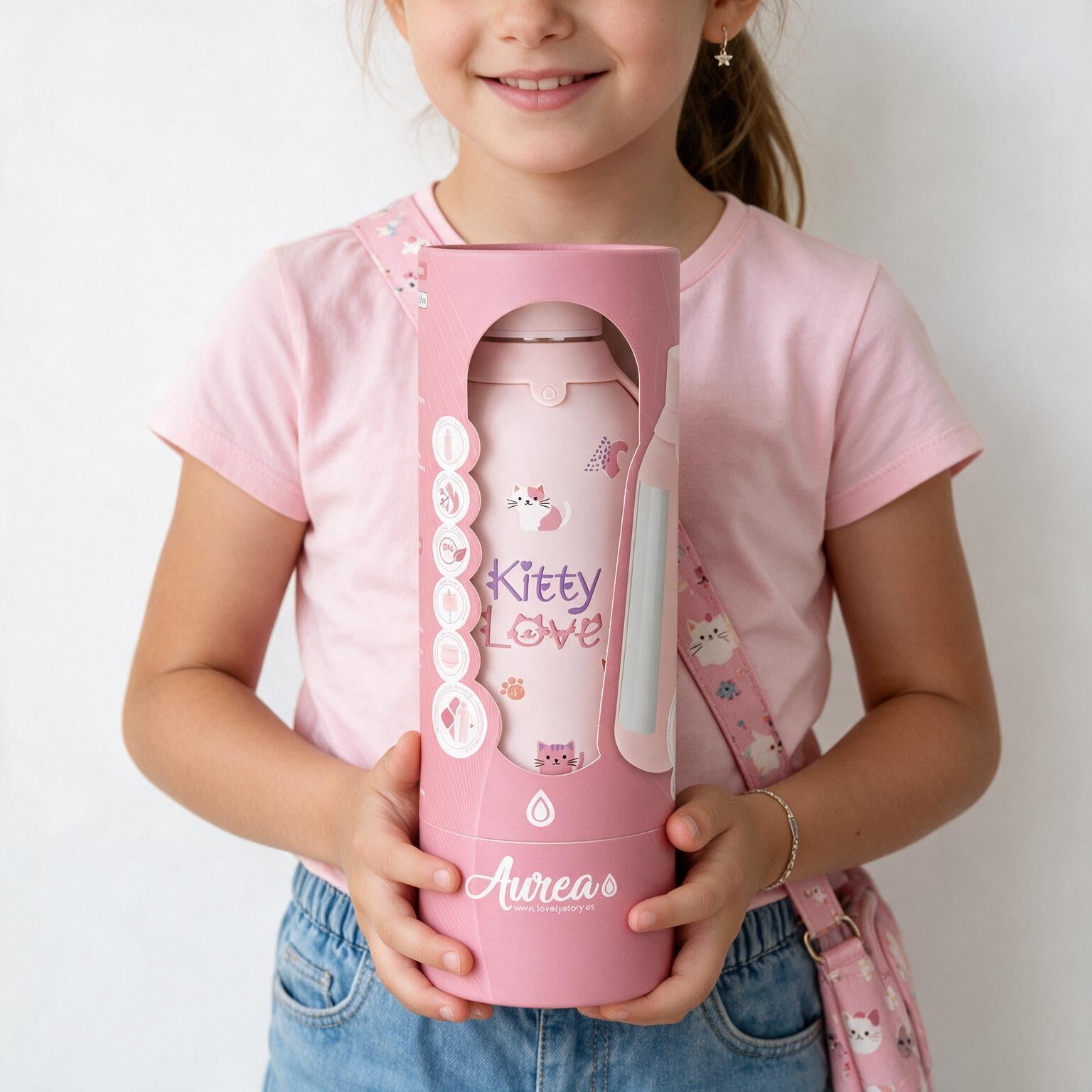 Botella térmica 500 ml interior cerámico - Kitty Love - Pink
