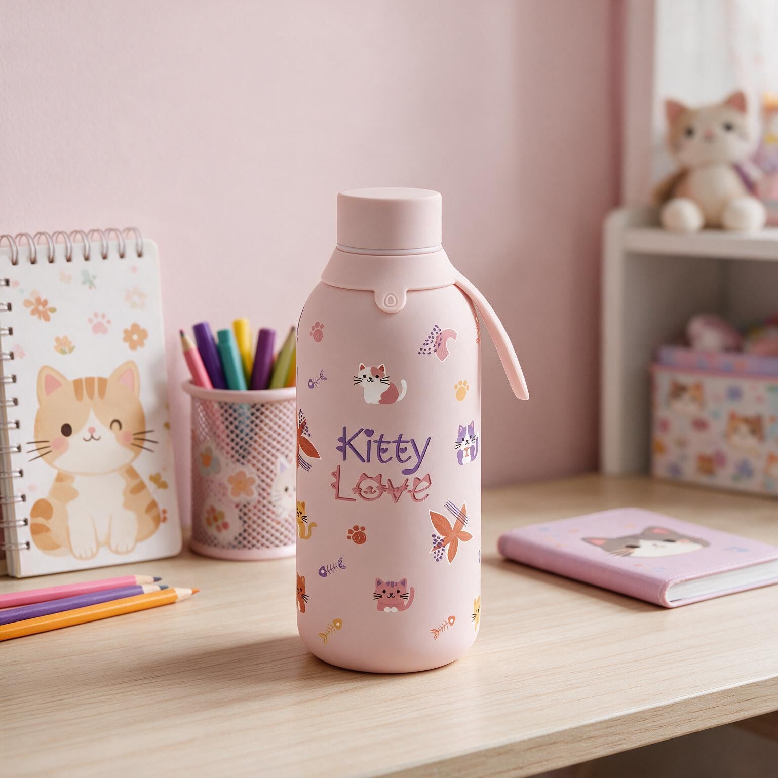 Botella térmica 500 ml interior cerámico - Kitty Love - Pink