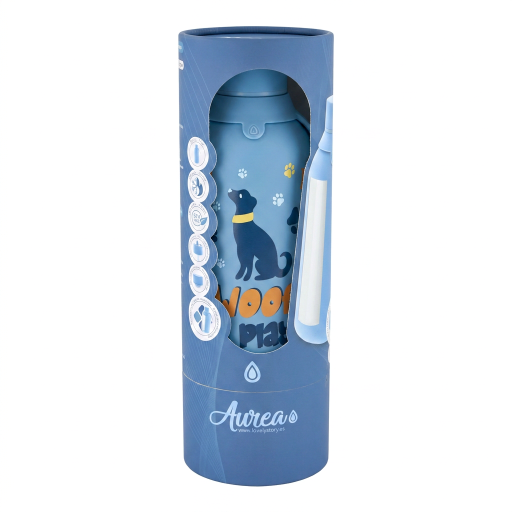 Botella térmica 500 ml interior cerámico - Woof & Play - Petrol Blue