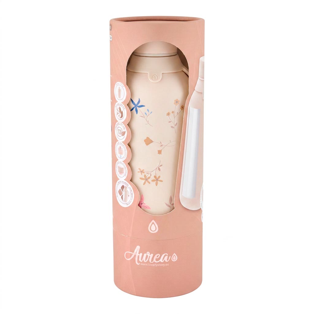 Botella Térmica de Acero Inoxidable con Interior Cerámico y Doble Tapón – Petal Whisper