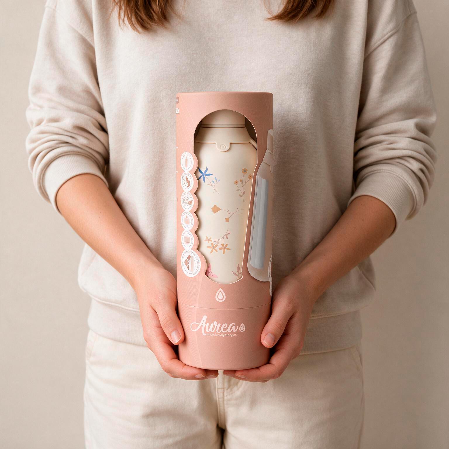 Botella Térmica de Acero Inoxidable con Interior Cerámico y Doble Tapón – Petal Whisper