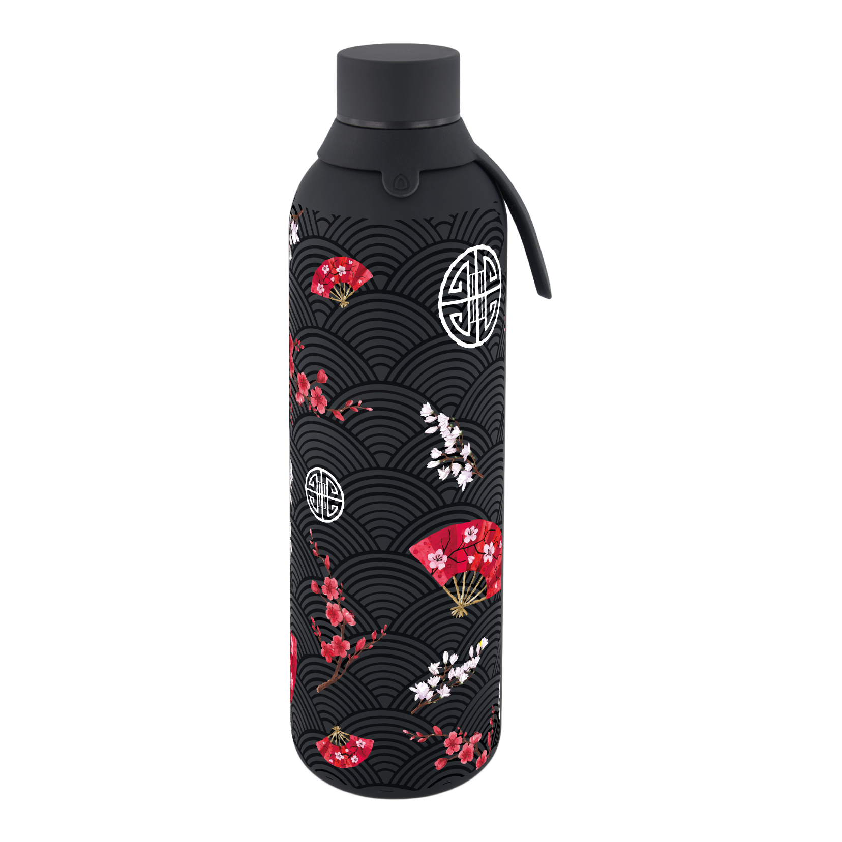 Botella Térmica de Acero Inoxidable con Interior Cerámico y Doble Tapón - Kyoto - Color Black