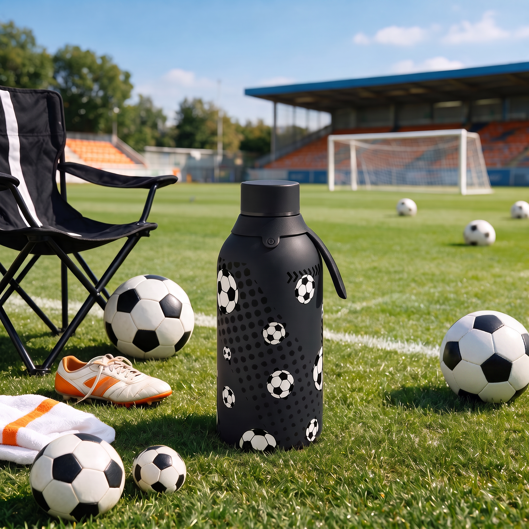 Botella Térmica de Acero Inoxidable con Interior Cerámico y Doble Tapón – Football Match
