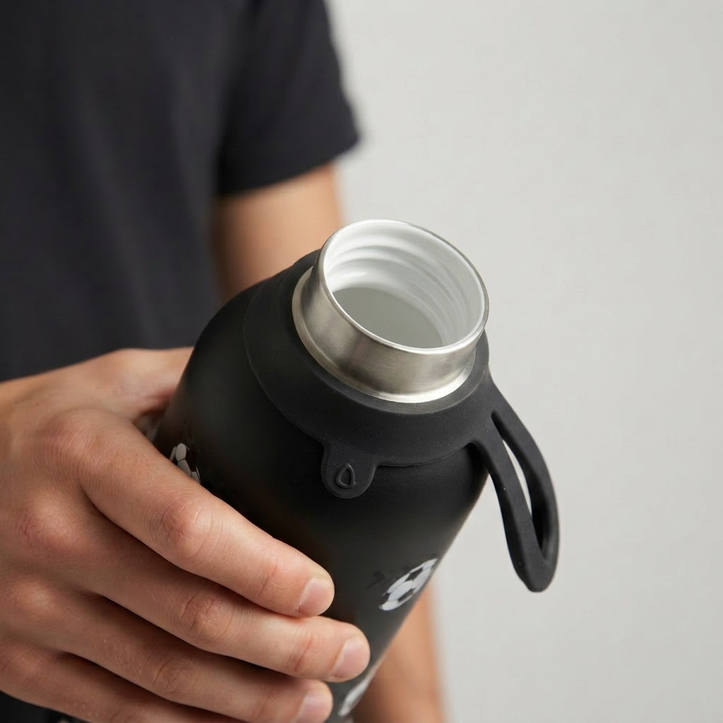 Botella Térmica de Acero Inoxidable con Interior Cerámico y Doble Tapón – Football Match