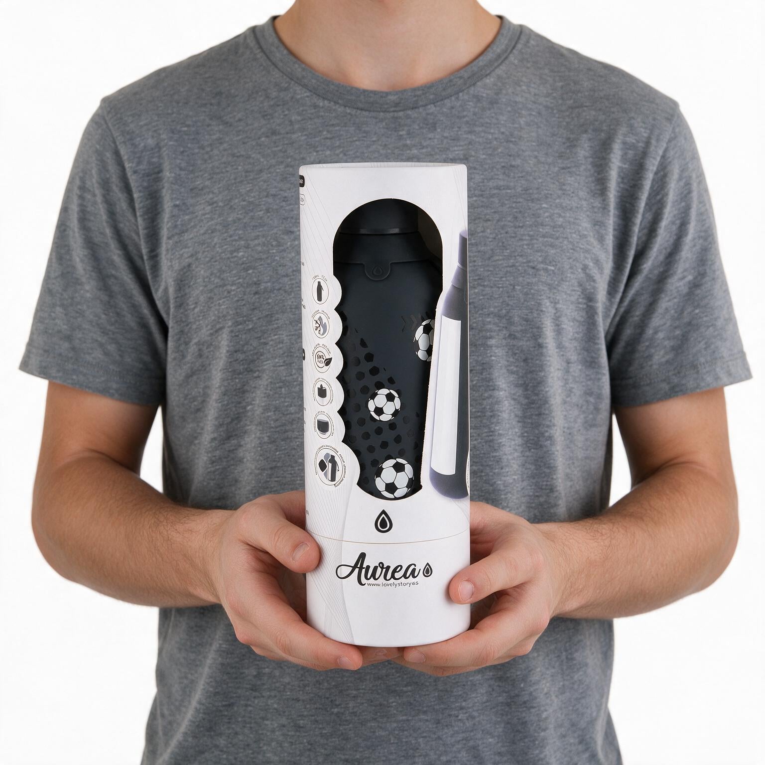Botella Térmica de Acero Inoxidable con Interior Cerámico y Doble Tapón – Football Match
