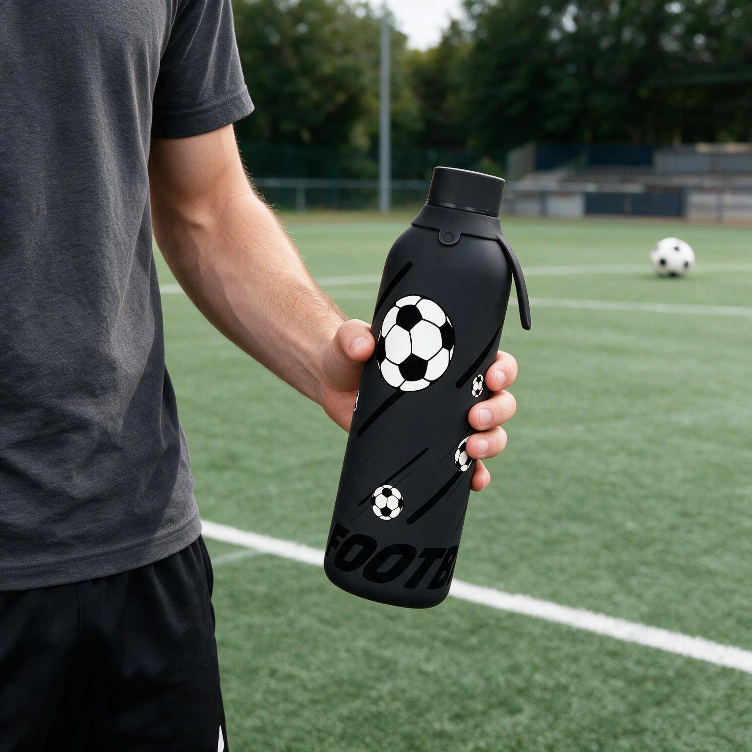 Botella Térmica de Acero Inoxidable con Interior Cerámico y Doble Tapón – Football Match