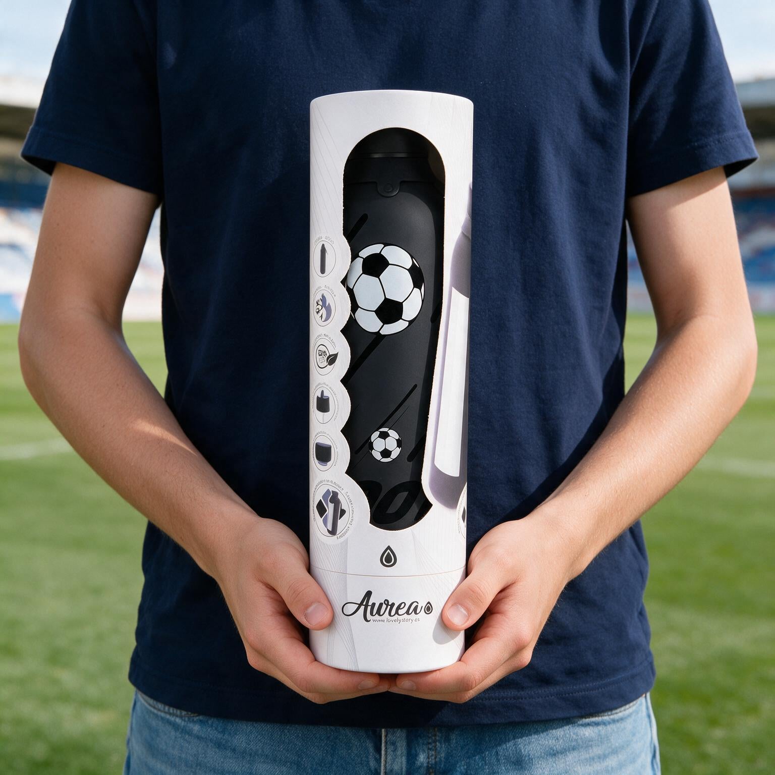Botella Térmica de Acero Inoxidable con Interior Cerámico y Doble Tapón – Football Match