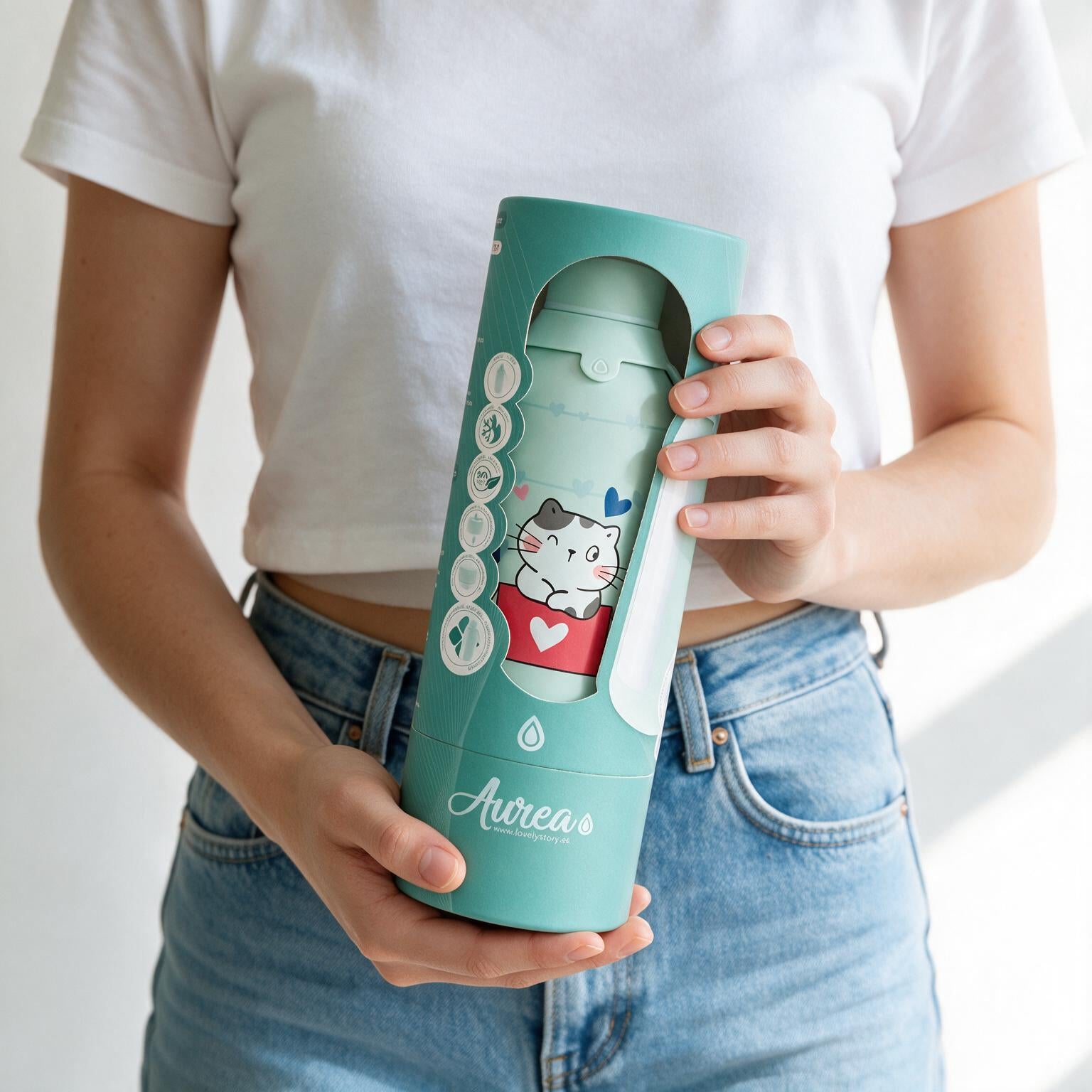 Botella Térmica de Acero Inoxidable con Interior Cerámico y Doble Tapón – Cat Whiskers