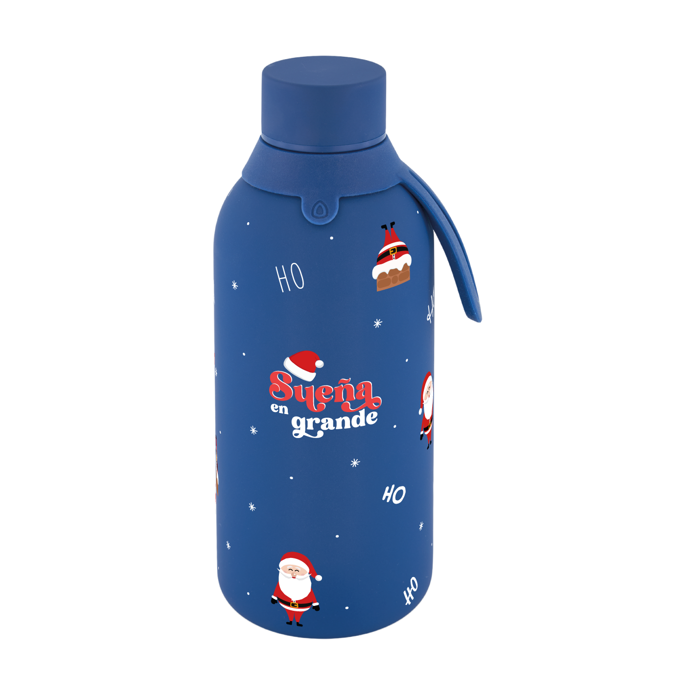 Botella Térmica de Acero Inoxidable con Interior Cerámico y Doble Tapón 500 ml – Navidad - Dark Blue