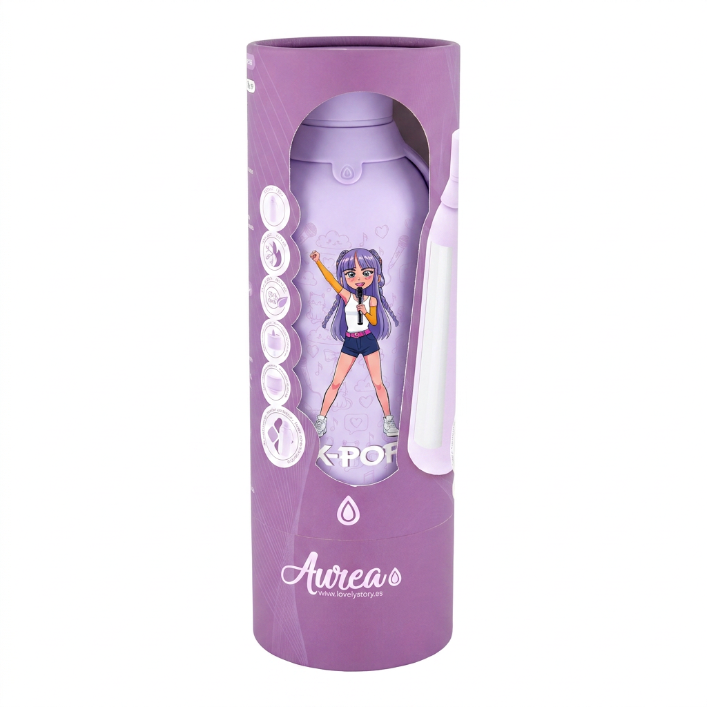 Botella Térmica de Acero Inoxidable con Interior Cerámico y Doble Tapón – K-Pop | Lovely Story