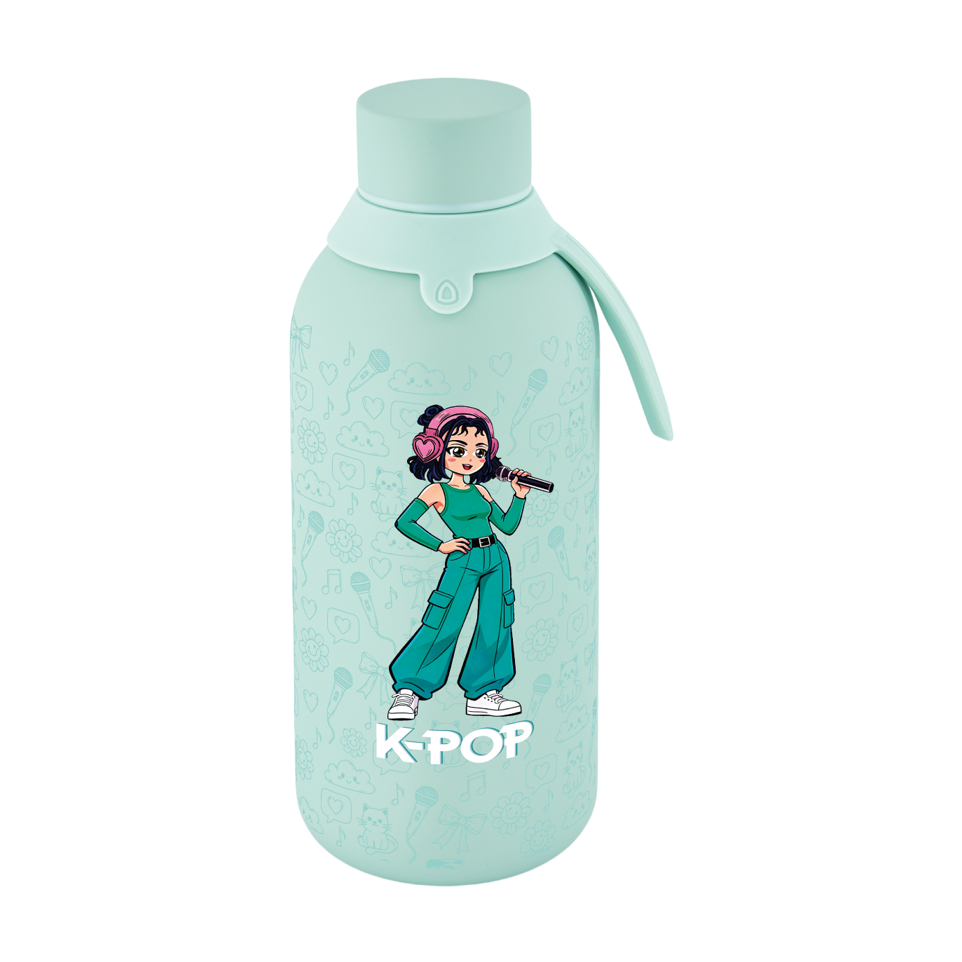 Botella Térmica de Acero Inoxidable con Interior Cerámico y Doble Tapón – K-Pop | Lovely Story