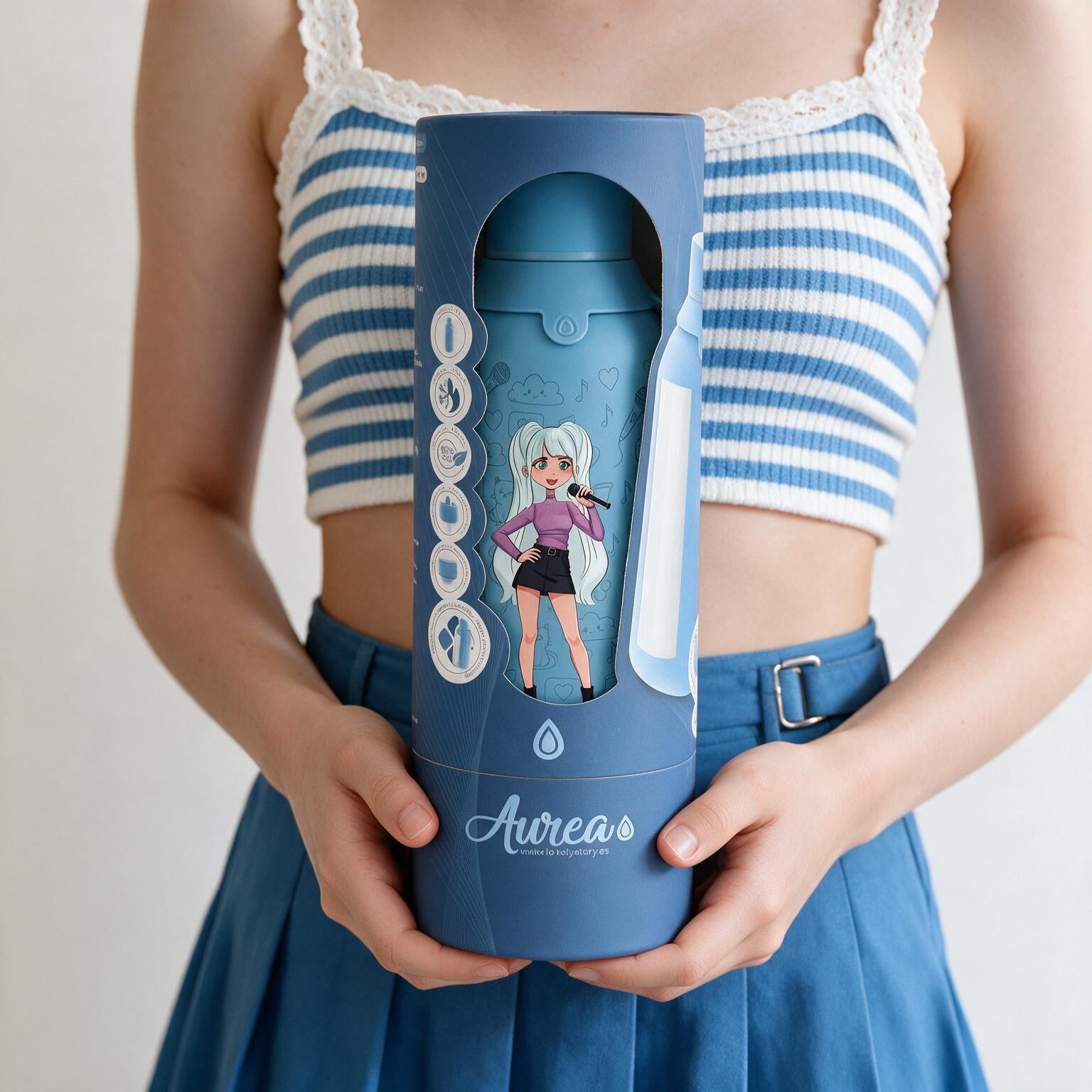 Botella Térmica de Acero Inoxidable con Interior Cerámico y Doble Tapón – K-Pop | Lovely Story