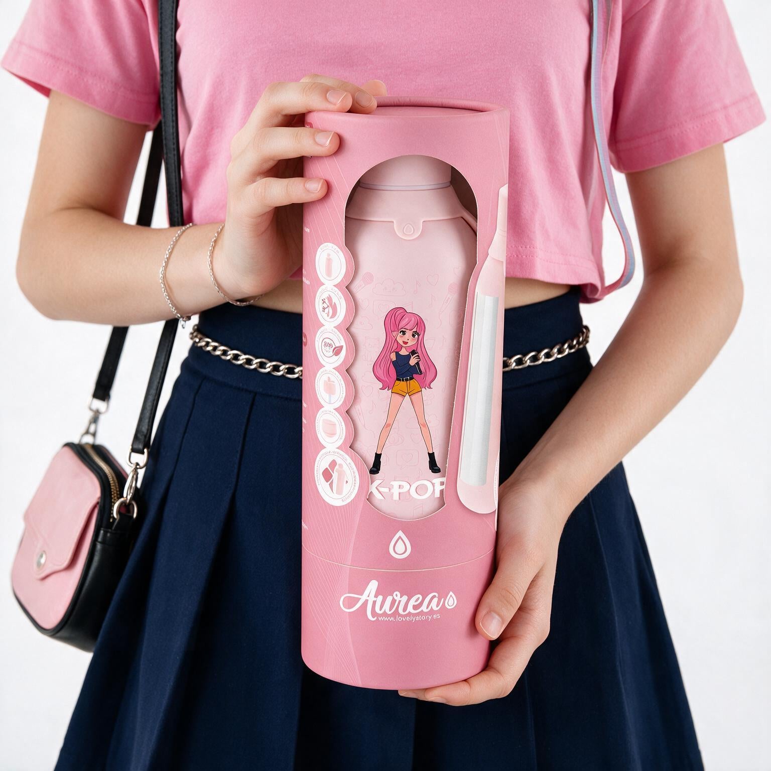 Botella Térmica de Acero Inoxidable con Interior Cerámico y Doble Tapón – K-Pop | Lovely Story