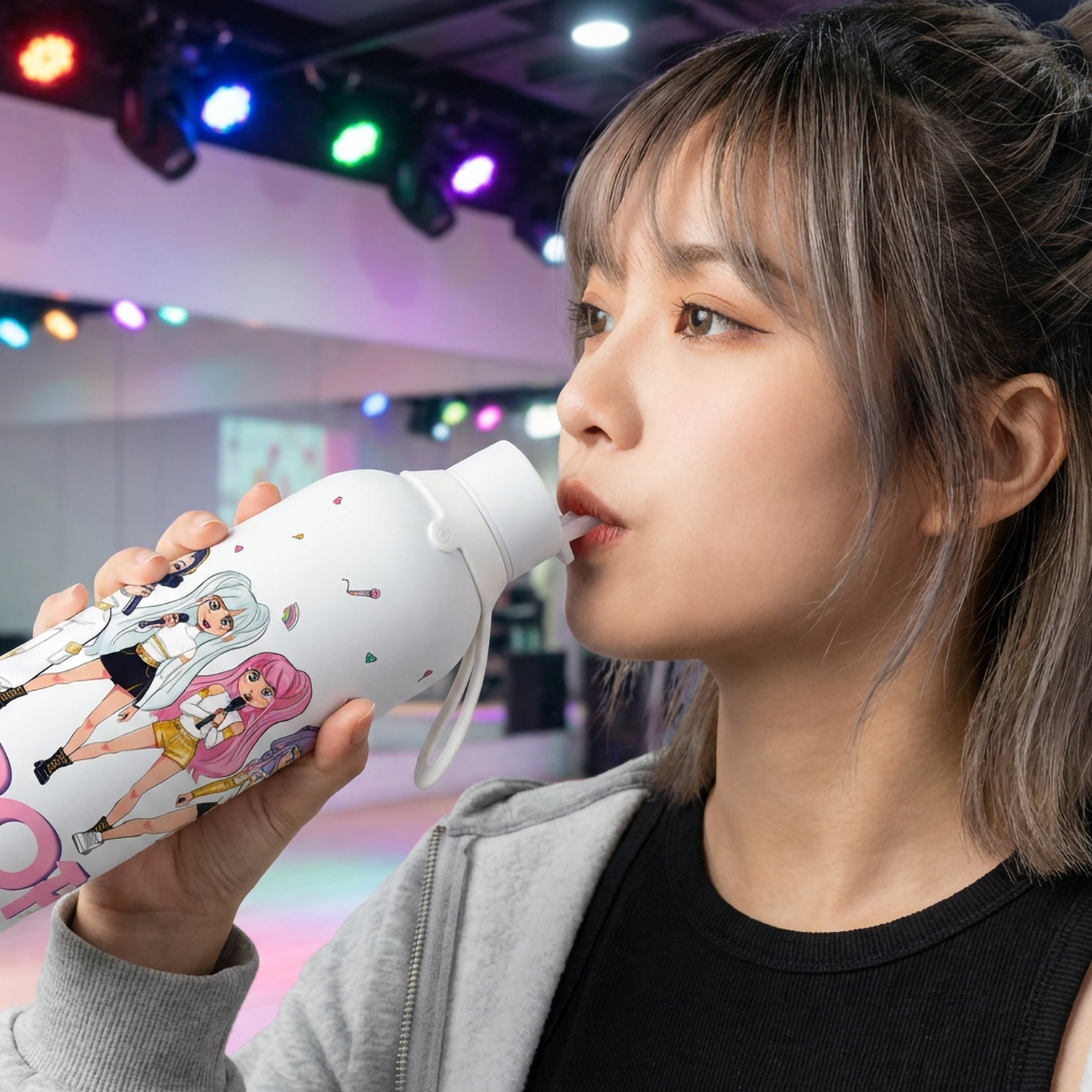 Botella Térmica de Acero Inoxidable con Interior Cerámico y Doble Tapón – K-Pop | Lovely Story