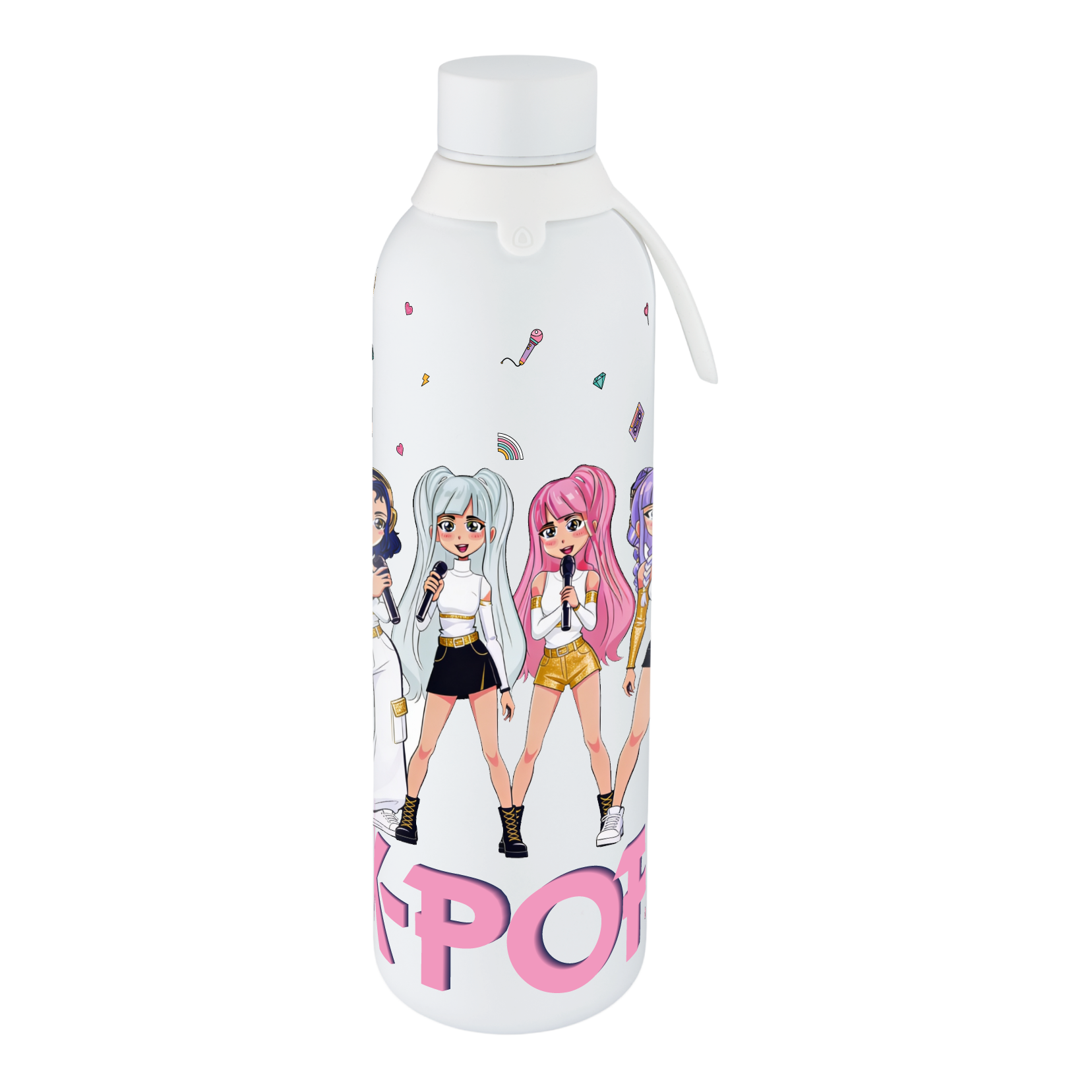 Botella Térmica de Acero Inoxidable con Interior Cerámico y Doble Tapón – K-Pop | Lovely Story