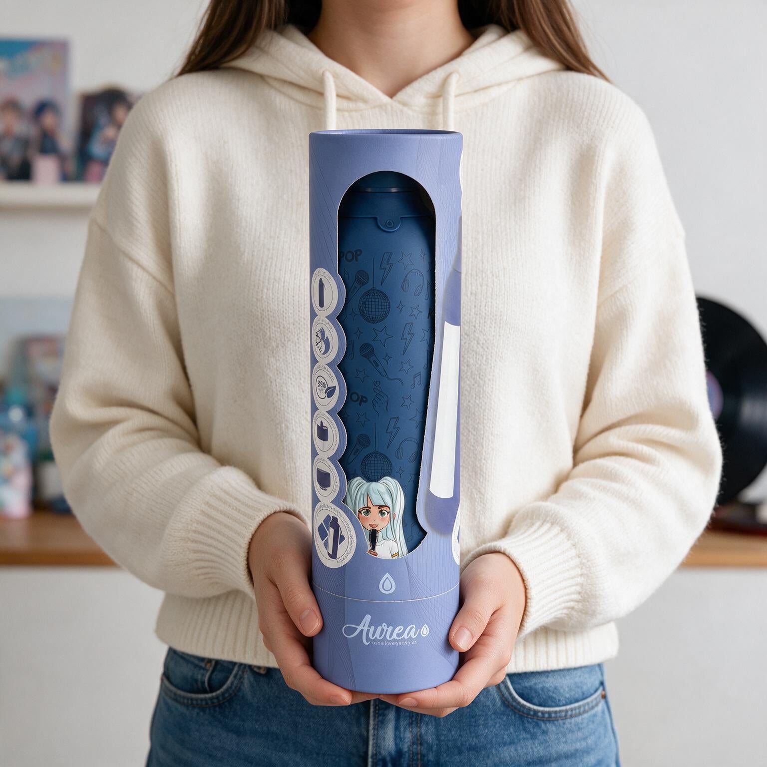 Botella Térmica de Acero Inoxidable con Interior Cerámico y Doble Tapón – K-Pop | Lovely Story