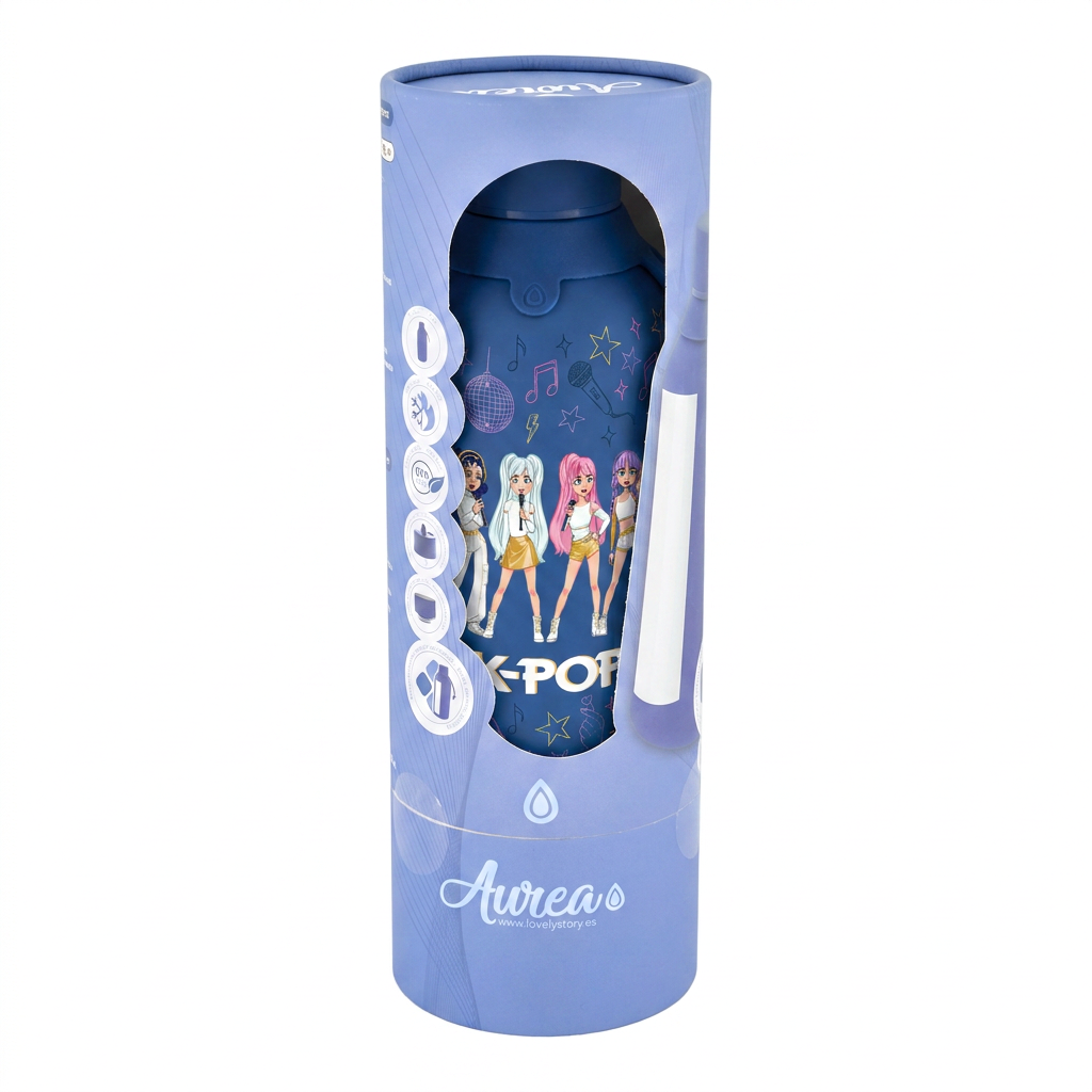 Botella Térmica de Acero Inoxidable con Interior Cerámico y Doble Tapón – K-Pop | Lovely Story