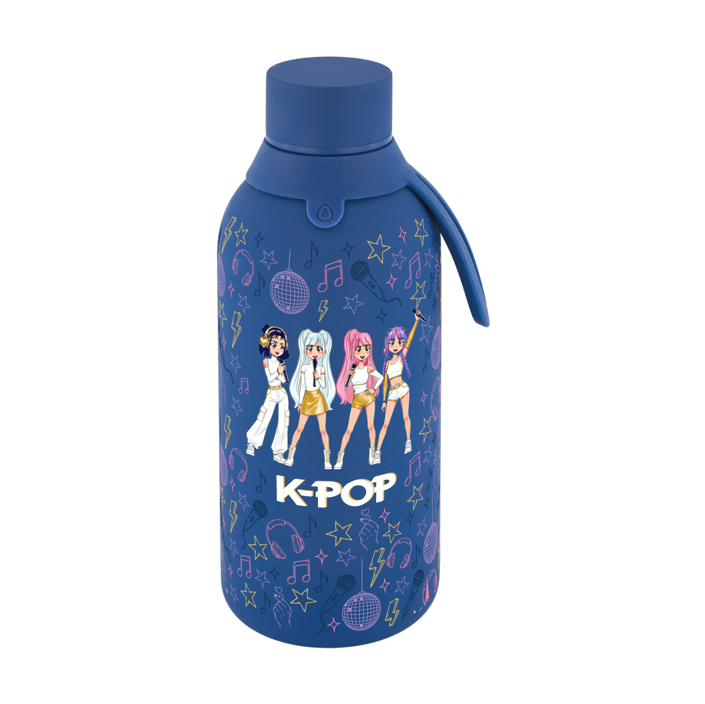 Botella Térmica de Acero Inoxidable con Interior Cerámico y Doble Tapón – K-Pop | Lovely Story
