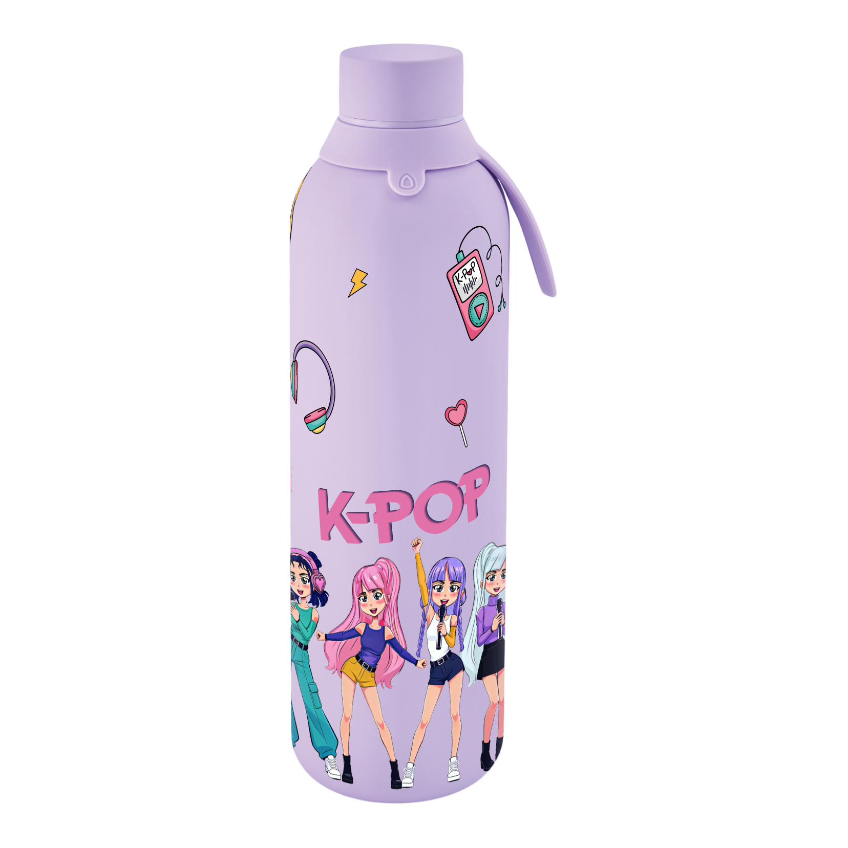 Botella Térmica de Acero Inoxidable con Interior Cerámico y Doble Tapón – K-Pop | Lovely Story