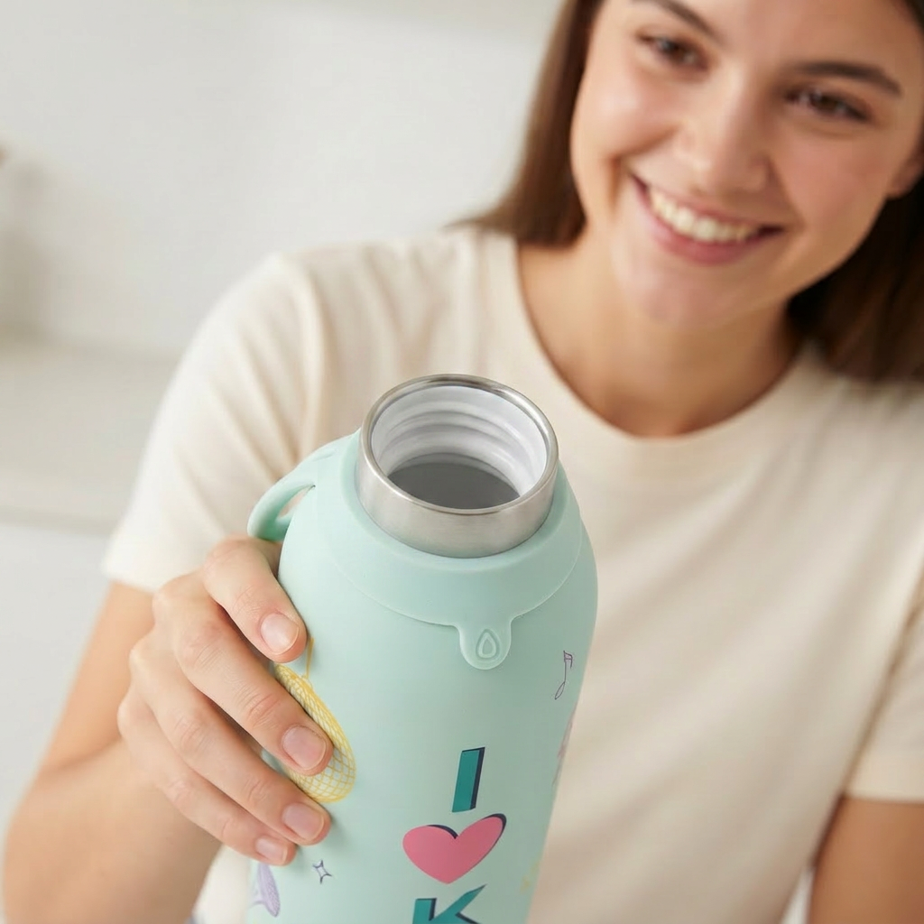 Botella Térmica de Acero Inoxidable con Interior Cerámico y Doble Tapón – K-Pop | Lovely Story
