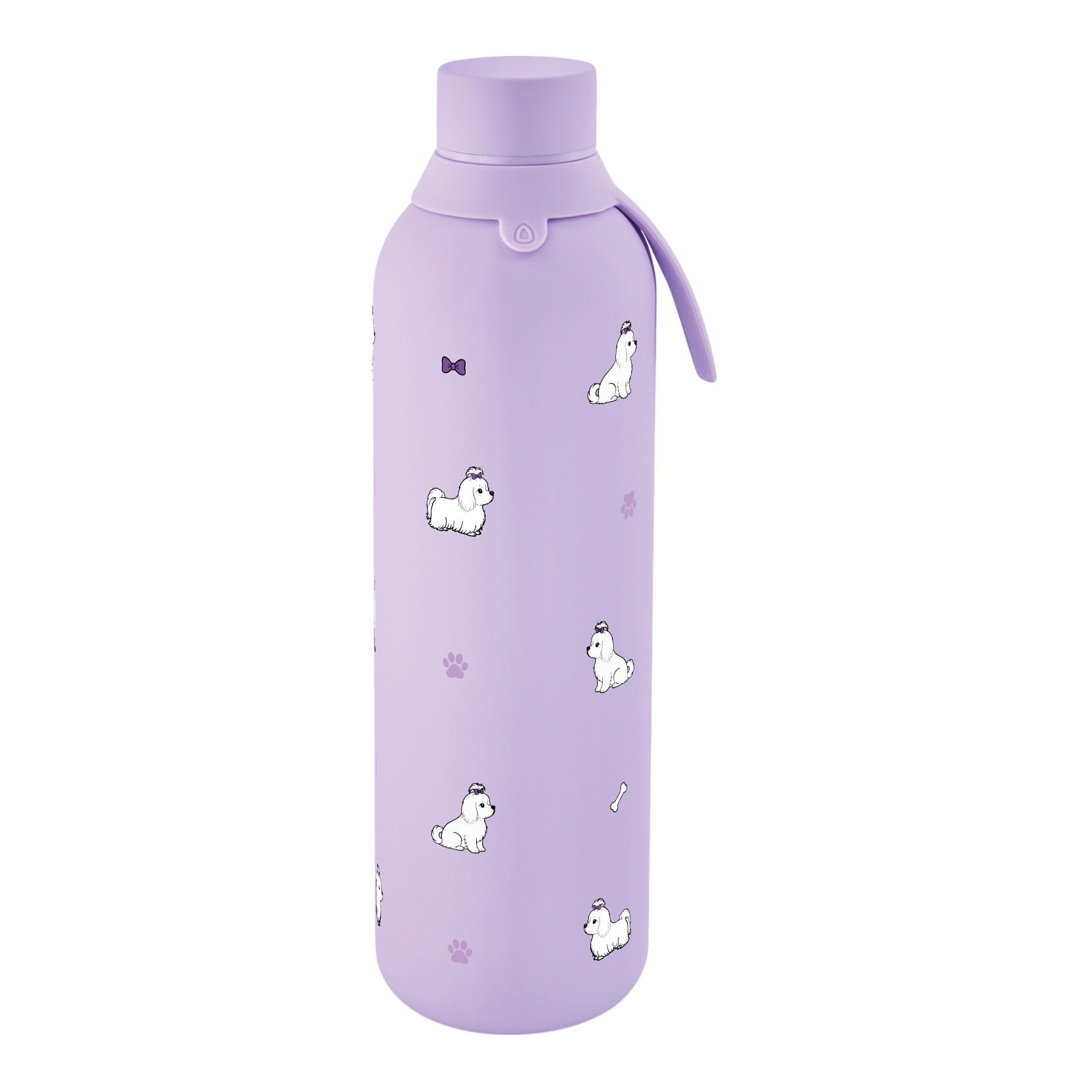 Botella Térmica de Acero Inoxidable con Interior Cerámico y Doble Tapón - Fluffy Friend - Color Lila