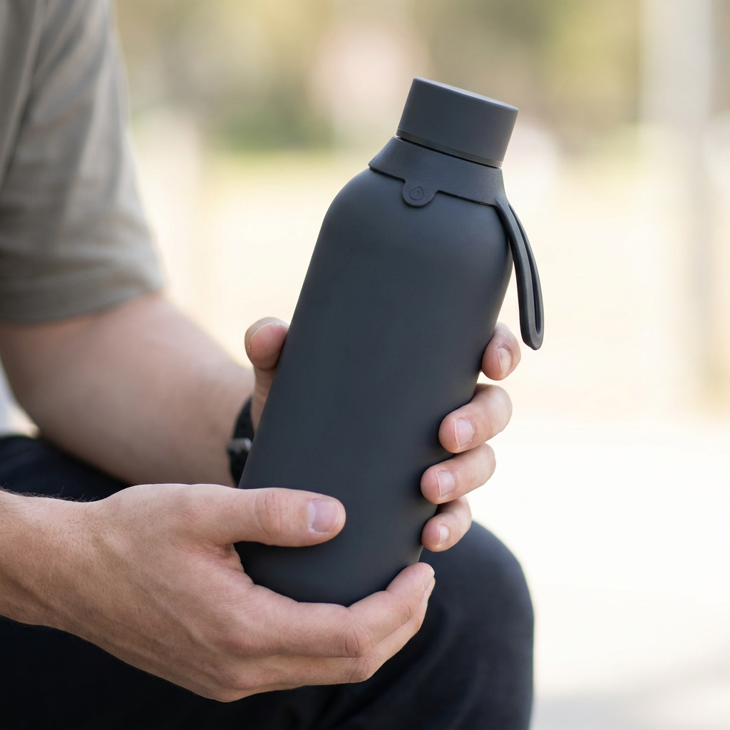 Botella Térmica de Acero Inoxidable con Interior Cerámico y Doble Tapón – Lisa | Aurea