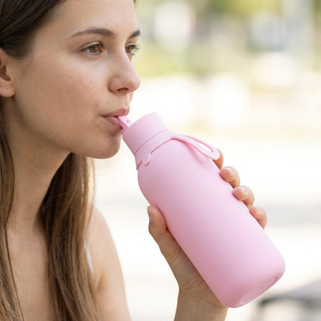 Botella Térmica de Acero Inoxidable con Interior Cerámico y Doble Tapón – Lisa | Aurea