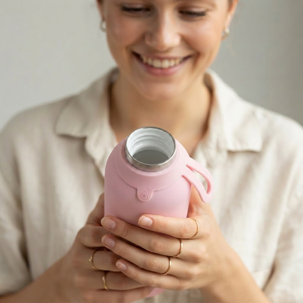 Botella Térmica de Acero Inoxidable con Interior Cerámico y Doble Tapón – Lisa | Aurea